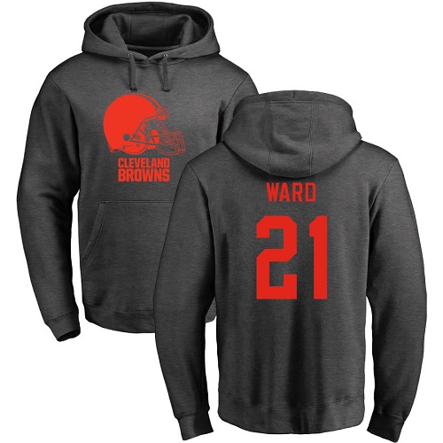 Men Cleveland Browns Denzel Ward Ash Jersey #21 NFL Football One Color Pullover Hoodie Sweatshirt->cleveland browns->NFL Jersey